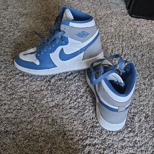 Air Jordan Nike Blue and White Sneakers High-Top Classic Design